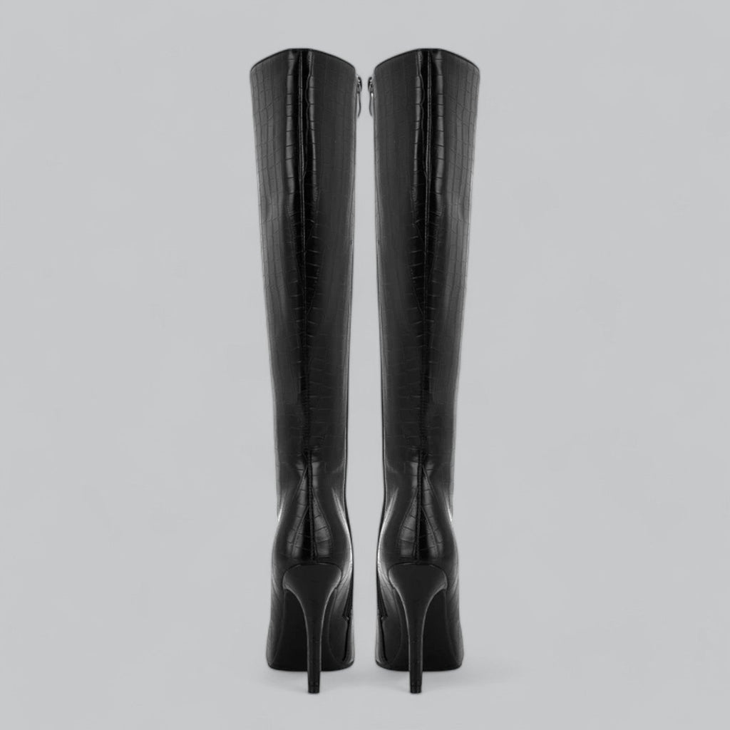 Elara | Pointed Toe Leather Heeled Boots