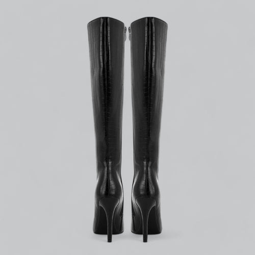 Elara | Pointed Toe Leather Heeled Boots