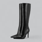 Elara | Pointed Toe Leather Heeled Boots