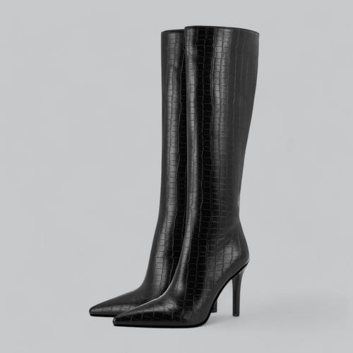 Elara | Pointed Toe Leather Heeled Boots
