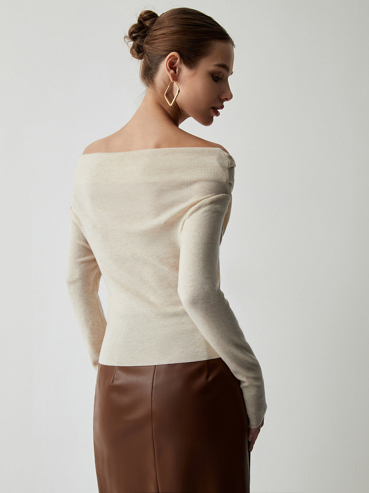 Haven | Wrap Knit Top with Long Off-Shoulder Sleeves