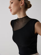 Clara | Sleeveless Mesh Patchwork Top