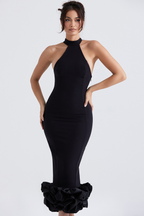 Lucia | Midi Black Peplum Dress