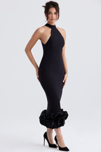 Lucia | Midi Black Peplum Dress