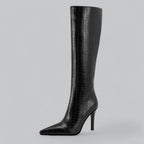 Elara | Pointed Toe Leather Heeled Boots